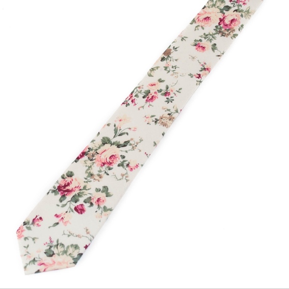 ⚜️HP⚜️ Cream Floral Tie & Gingham Pocket Square - Picture 2 of 2